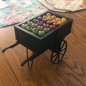 Byers Choice Caroler Decorative Wooden Cart with Faux Fruit